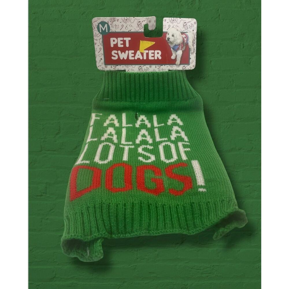 Holiday Dog Sweater Medium Green Red Ugly Christmas Falalala Pet Puppy Vest NWT